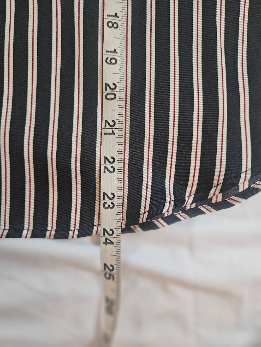 Zara Basic Womens Black & White Striped Long Sleeve Neck Tie Satin Blouse Sz L - Picture 8 of 14